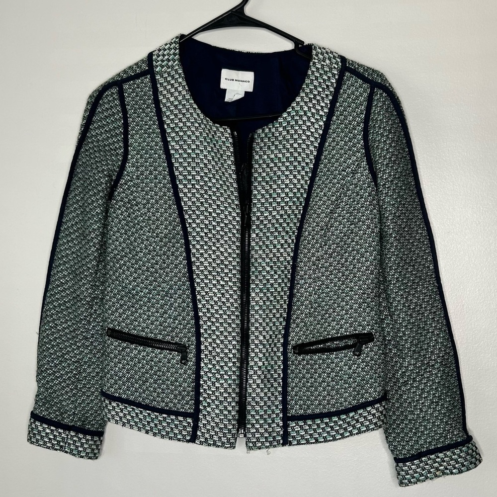 Club Monaco Tweed Zip Up Blazer Size 0